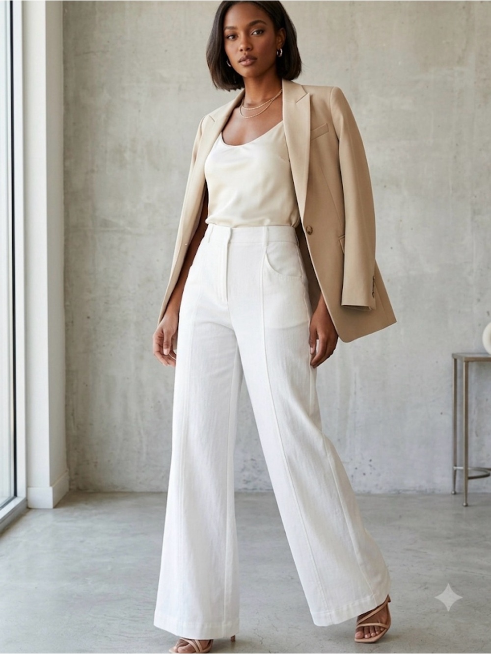 TWP Wide-Leg High-Rise white Pants